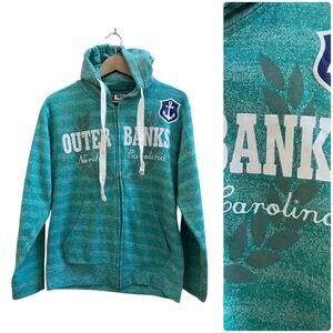 Lone Rock Outer Banks North Carolina Pocket Full Zip Up Hoodie Sweater Small